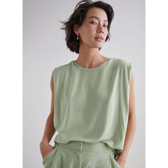 NWOT Aritzia WILFRED Flight White Relux Jersey Muscle Tank T-Shirt, Size XXS - Picture 11 of 14